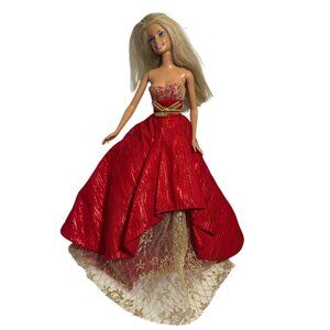 Barbie Doll With Red & Gold Evening Gown  Limited Edition Collectible 2014?